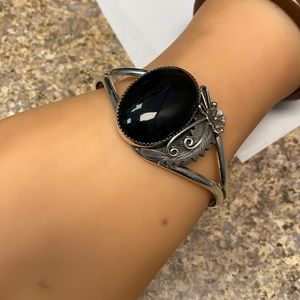 Navajo Sterling Silver Onyx Bracelet